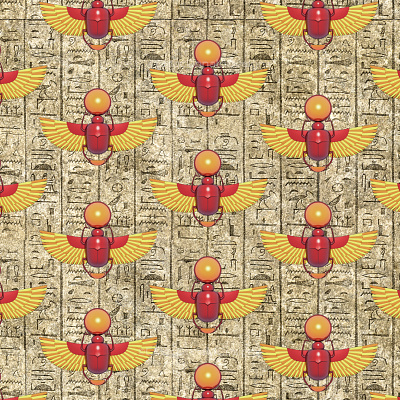 Egyptian Scarab and Hieroglyphics repeat pattern repeating pattern seamless pattern surface pattern designer surfacedesign textile pattern