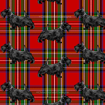 Scottie Dog on Red Plaid Tartan repeat pattern repeating pattern seamless pattern surface pattern designer surfacedesign textile pattern