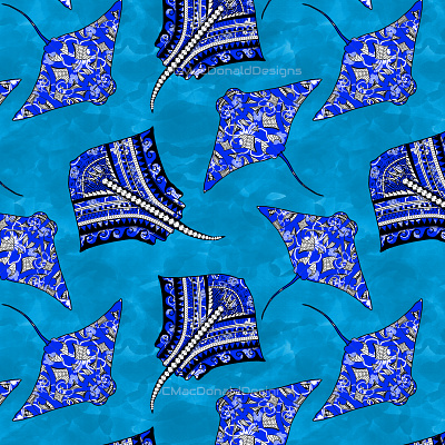 Tribal Stingrays repeat pattern repeating pattern seamless pattern surface pattern designer surfacedesign textile pattern