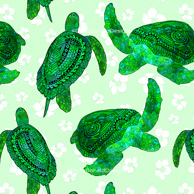 Tribal Green Sea Turtles repeat pattern repeating pattern seamless pattern surface pattern designer surfacedesign textile pattern