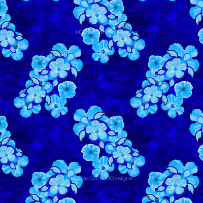 Ocean Blue Floral Turtles repeat pattern repeating pattern seamless pattern surface pattern designer surfacedesign textile pattern