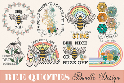 Bee Quote Vector SVG Bundle Design smile