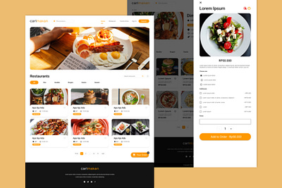 Online Food Order Website black breakfast design dinner drinks food lunch mockup online orange order restaurant simple ui ux website