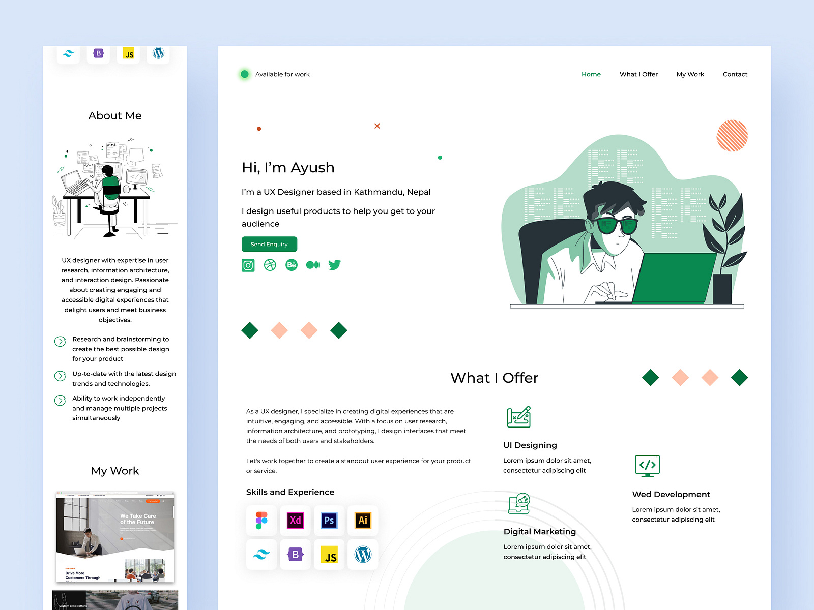 Personal Portfolio Design by Ayush Shakya on Dribbble