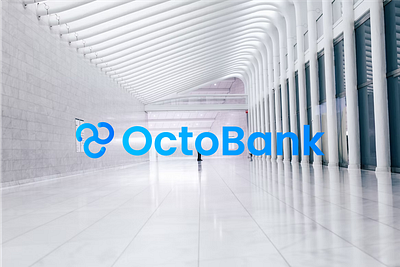 OctoBank logo design 3d animation bank bank logo design branding graphic design idenitity design illustration