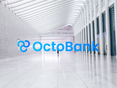 OctoBank logo design 3d animation bank bank logo design branding graphic design idenitity design illustration