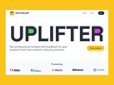Uplifter.art – Hero art studio hero landing page web design