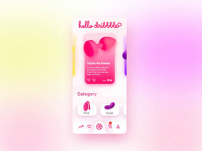 Hello Dribbblers! animation app dribbble hello mobile motion graphics pink plug sexy shop ui