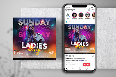 Sunday Ladies Vibe Instagram PSD Templates banner club design flyer instagram psd flyer