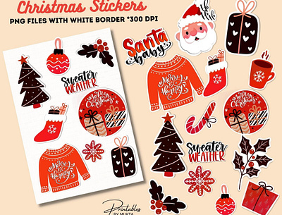 Christmas Stickers! christmas stickers graphic design illustration stickers typography