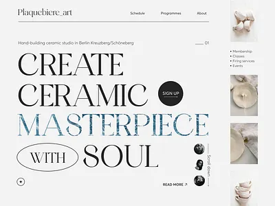 Ceramics Studio β Landing Page ceramics ceramics studio design landing landing page main page masterclass typography ui ux web web design website white