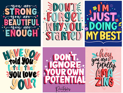 Procreate Lettering Printables! hand lettering inspirational lettering lettering designs motivational lettering procreate art typography