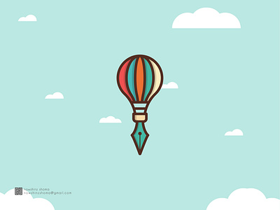 Pen-Parachute company graphic design illustration logo logo design modern logo parachute pen