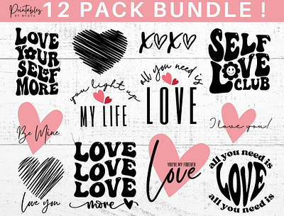 Valentine SVG Design Bundle! digital design digital files illustration retro designs svg design typography valentine svg design