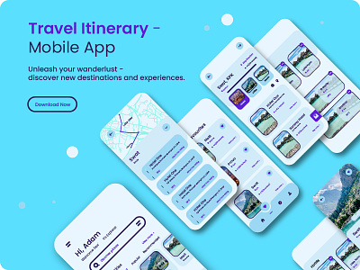 Travel Itinerary -Mobile App adventure planning excursion coordination expedition holiday planner itinerary management journey planning scheduling tour arrangement travel scheduling trip organizer ui design ux design ux research vacation