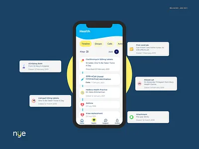 Healthcare app to record your medical history design electronic medical records health health data healthcare healthtech medtech mobile apps startup ui ux