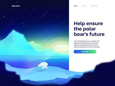 Donation polar bear-home page charity design donate flat global warming home page illustration landing page landscape modern polar bear web