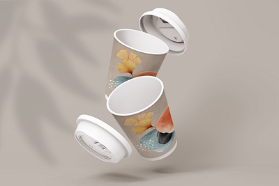 Modern Abstract Art Paper Cup Print design graphic design illustration 几何艺术 壁画 轻奢
