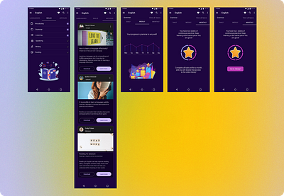 Mobile app for learning English app design illustration typography ui ux vector