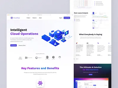 Cloud AI Landing Page ai cloud ai cloud operations cloud service landing page minimal saas platform sass sass design sass landing page sass website ui ux
