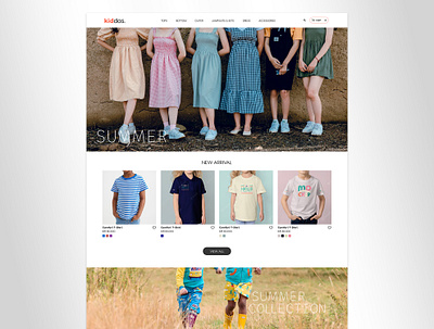 Clean Simple Kids Clothing Website UI Mock Up aesthetics clean cloth clothing design online shop shopping simple ui ux website