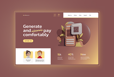 QR pay 3d concept design illustration inspire page ui uxui webdesign website