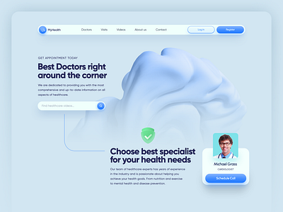 MyHealth website 3d blue branding cracow design graphic design health healthcare icon krakow medical minimal poland streaming typography ui ux video website