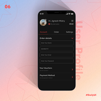 User Profile 100dayuichallenge dailyui design figma oneplus profile red ui uidesigning uiux userprofile