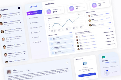 UI Design for school management system calendar class dashboard design management nav notification school sms system teacher ui ux