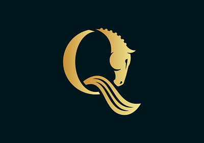 Royal Q Horse head logo animal chess q sport