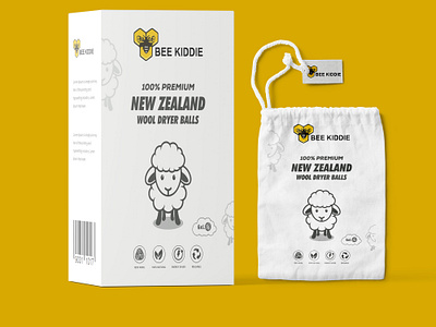 WOOL DRYER BALLS PACKAGING & BAG LABEL DESIGN bee packaging box box design branding design graphic design illustration kiddie label label design packaging packaging box product wool dryer ball