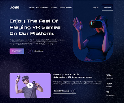 A Virtual Reality Gaming Website design figma ui ux