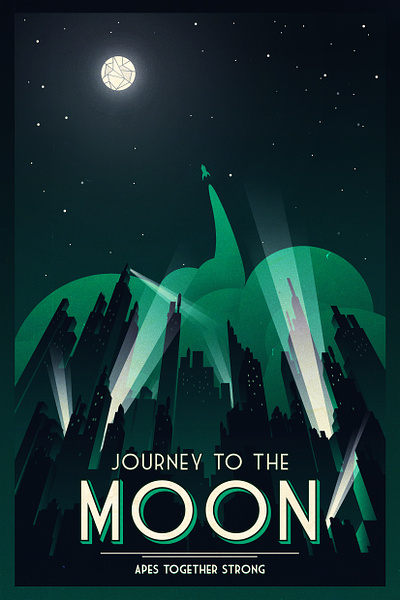 Journey to the Moon gme illustration poster vector
