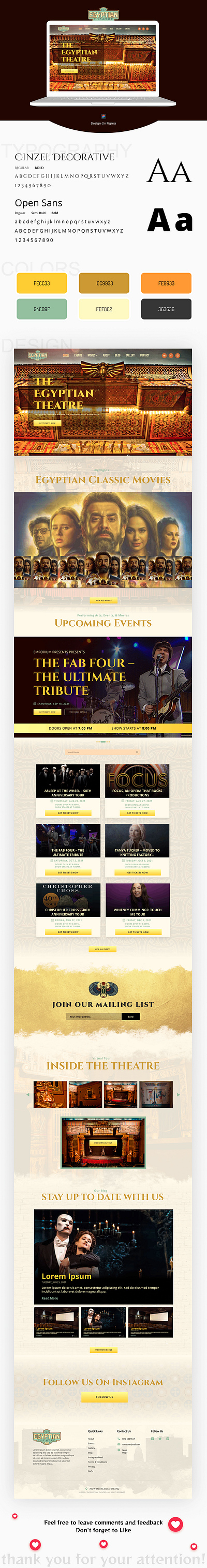 THE EGYPTIAN THEATRE | Theatre Website Landing Page figma