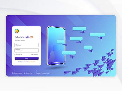 Notify ME - SMS Service Provide Company Log in Page ui