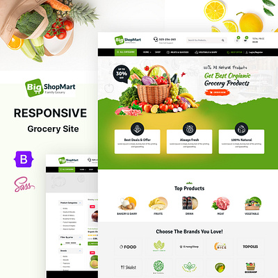 Bigshopmart - Online Grocery Store bootstrap design graphic design illustration mock up store