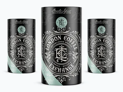 London Coffee Exchange branding coffee coffee logo coffee packaging graphic design label logo design monogram monogram design packaging packaging design retro design retro logo typography victorian vintage vintage type