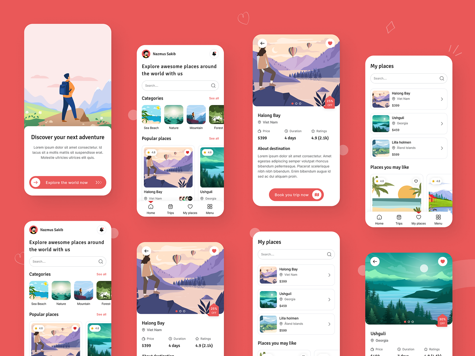 Tour & Travel Mobile App UI UX Design by Nazmus Sakib on Dribbble