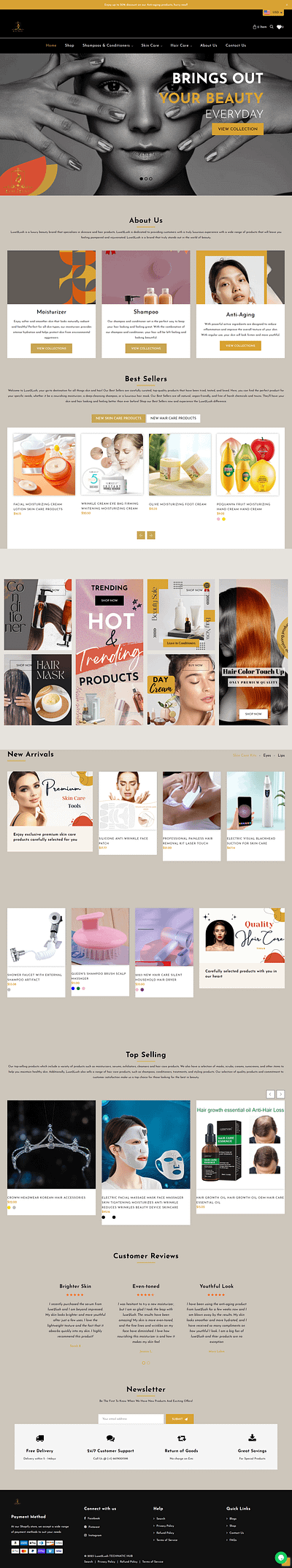 Beauty Shopify Store Design beauty store brainstorming branding ecommerce ecommerce automation graphic design logo design niche research product sourcing shopify shopify store supplier research ui