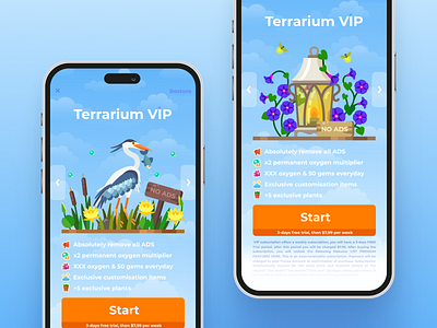 Terrarium: Garden IDLE - VIP Subscription UI flat flowers game game ui illustration plants subscription vip