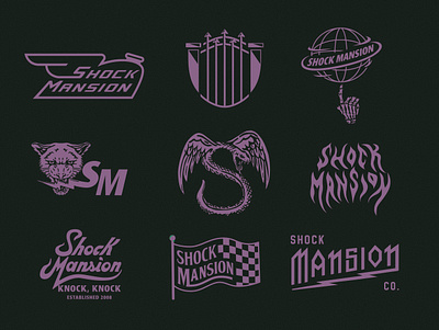 Layouts for Shock Mansion apparel design art branding design graphic design illustration layouts logo motor print t shirts ui vector
