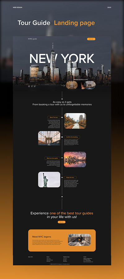 Landing Page for NYC guided tours dark mode excursion figma guided tours landing page newyorkcity tours ui ux webdesign