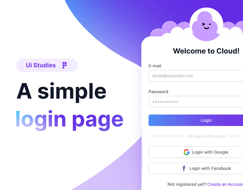 Ui design | A Login page design figma illustration light login login page mobile purple blue sign up ui web design