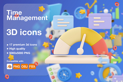 3d Time Management icon set 3d 3d design 3d icon alarm cartoon cartoon icon checkmarked paper design icon illustration management time time management timer