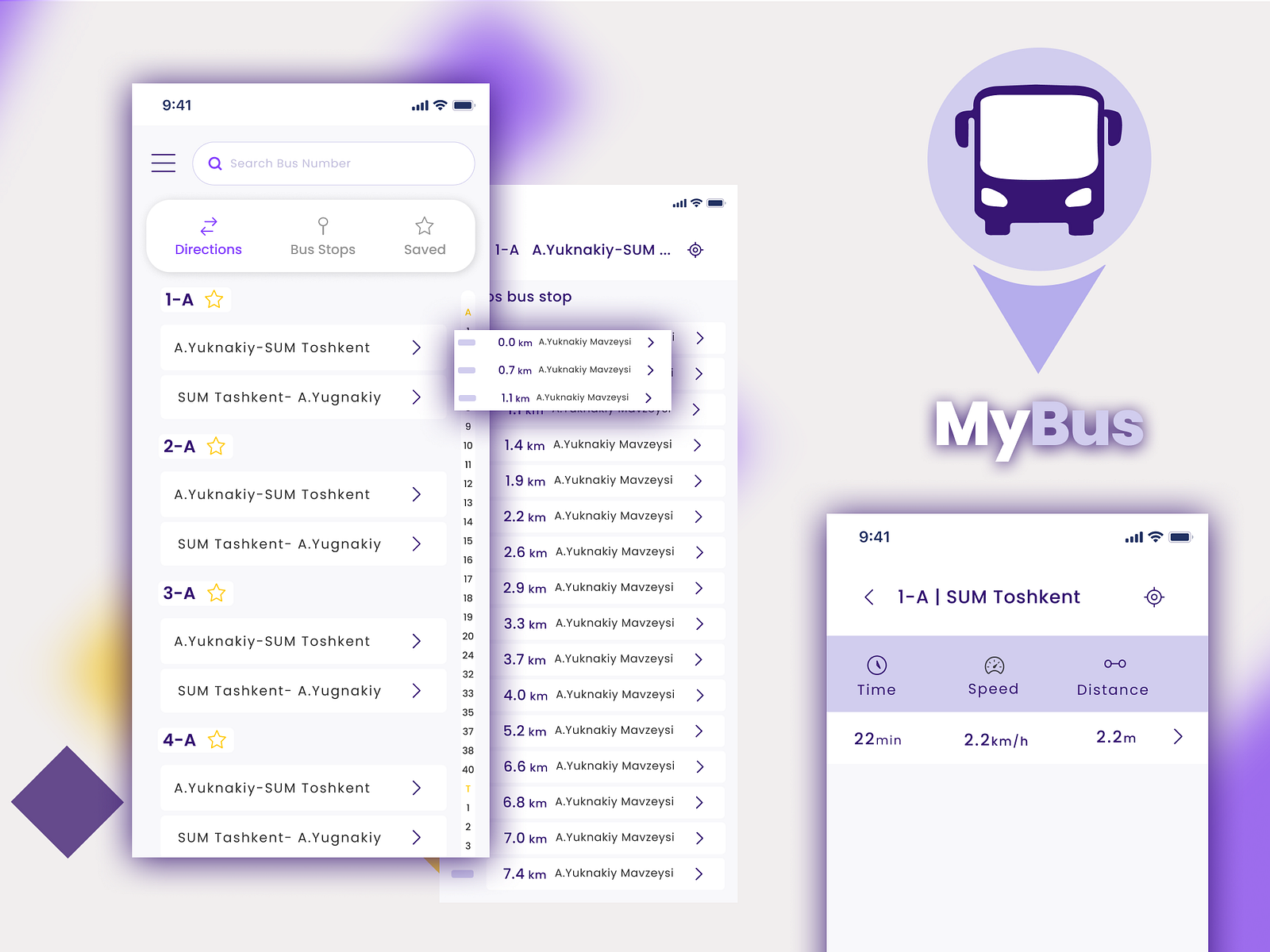 Bus tracking app by Madina Juraeva on Dribbble