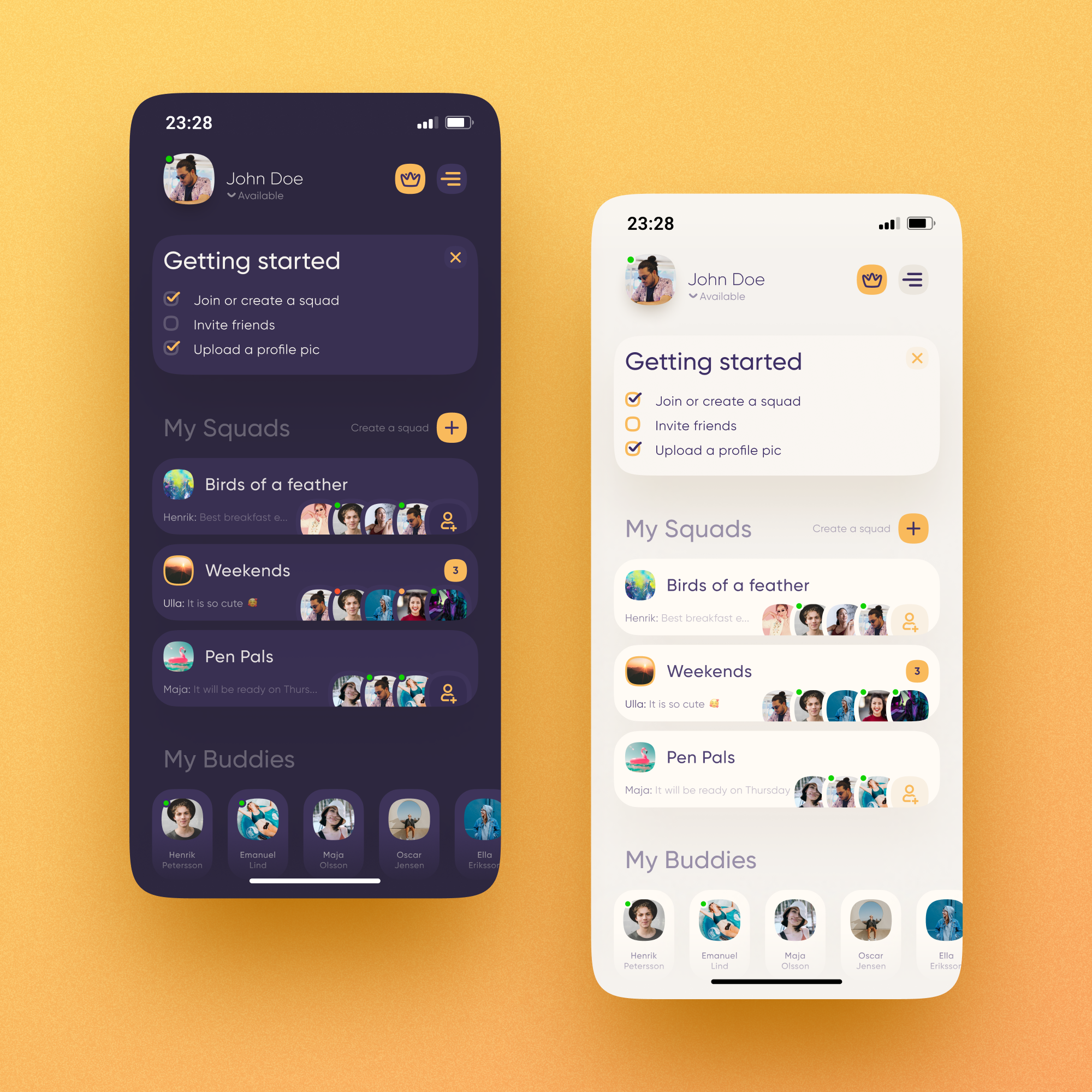 My Rad Squad home messaging squad ui