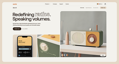 Sonix Landing Page - Website Design Concept 3d conceptual e commerce equalizer homepage landing page midjourney mobile app radio sound website design