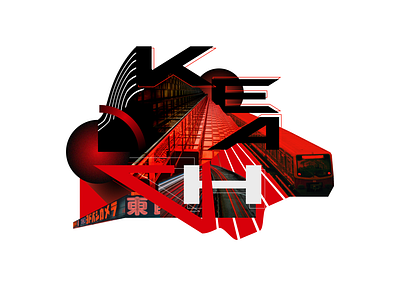 KEACH - urban collage black graphic design illustration red typography urban vector