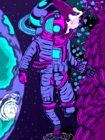 Cosmo-Diver adobe adobe illustrator art artist astronaut cg cosmo design diver graphic graphic design illustration picture vector