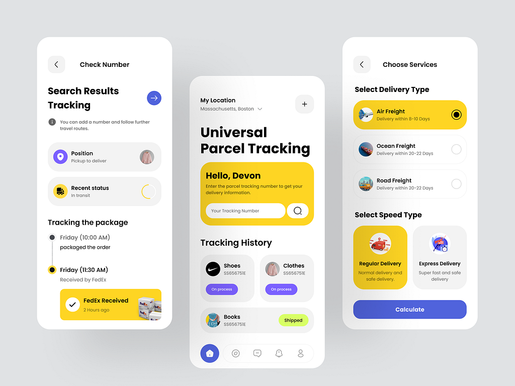 Parcel Delivery App Design by Md Abdul kadir on Dribbble